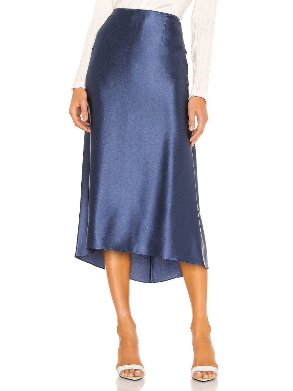 NWT Vince Satin Slip Midi in Orion Blue Lightweight Silk Skirt 8 $275